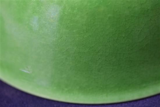 A Chinese green glazed bowl, Chenghua mark but later, D. 18.2cm